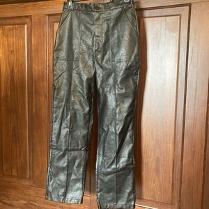 PRINCESS POLLY FAUX LEATHER PANTS SIZE 4 STRAIGHT ENCORE BLACK VEGAN